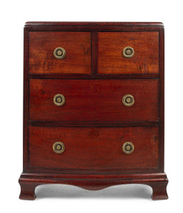 An Australian Art Deco four drawer chest, stained solid silky oak, Queensland origin, circa 1930s, 78cm high, 61cm wide, 33cm deep