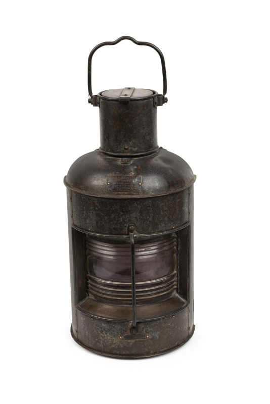 A Japanese ship's lantern in galvanized metal case, early 20th century, 59cm high