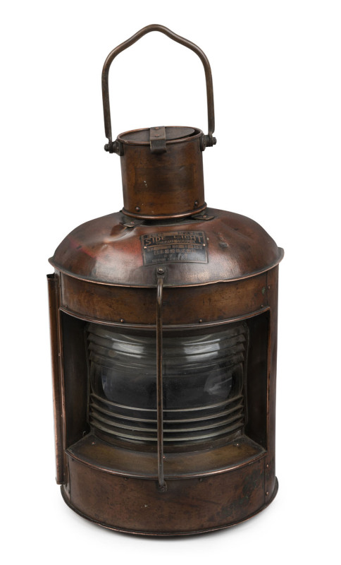 A Japanese ship's lantern in copper case, early 20th century, 63cm high