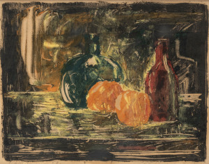 OJARS ALEKSANDERS BISENIEKS (Latvia, Australia, b.1924), "Klusa Daba" (Still Life), lithograph in colours, signed, dated "54" and titled in the lower margin, 26 x 33cm. A student of George Bell. Between 1955 and 1977 Bisenieks held 19 one-man exhibitions