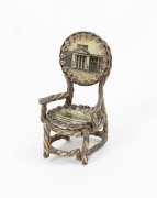 ST. KILDA CITY HALL souvenir miniature carver chair, late 19th century, 4.5cm high