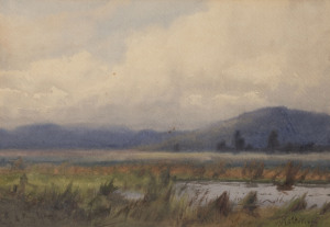 JOHN MATHER (1848-1916), landscape, watercolour, signed lower right "J. Mather. '00", ​22 x 42cm