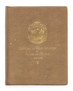 THE NATIONAL BANK OF AUSTRALASIA LIMITED. Record of War Service of Bank and Staff. 1914-1919. [Published Melbourne; Osboldstone & Co. Pty. Ltd.; 1921], First Edition; 4to; pp. 164; illustrated throughout including 19 full page war views and over 470 photo - 2