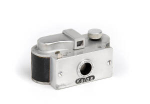 KALOS CAMERABAU (Germany): Kalos, c1950, sub-miniature camera for 30 exposures, 9x12mm on unperforated 16mm film (spools present); eye-level optical finder, Mikro-Anastigmat f4.5 20mm lens.