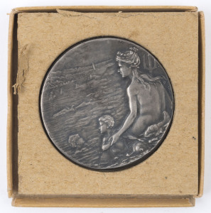 EDUCATION DEPARTMENT VICTORIA: Swimming and Life Saving Medallion by Stokes (Melbourne) in silver plated copper, awarded to "Edward Guy 1930-31" (engraved on rim), weight 70 grams