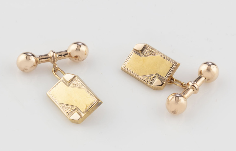 ARONSEN pair of antique Australian 15ct gold cufflinks, early 20th century, 