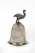 A silver plated dinner bell with emu finial, early 20th century, 10cm high