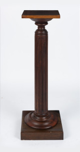 An Australian fluted blackwood pedestal, late 19th century, 96cm high, 31cm wide, 31cm deep