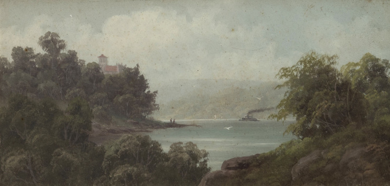 J. CLARE (Australia and New Zealand, working c.1900), Jolly Point, Middle Harbour, Sydney, oil on board, signed lower right "J. Clare", titled verso, ​15 x 30cm