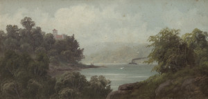 J. CLARE (Australia and New Zealand, working c.1900), Jolly Point, Middle Harbour, Sydney, oil on board, signed lower right "J. Clare", titled verso, ​15 x 30cm
