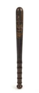 A TRUNCHEON, lignum vitae transfer printed special constable's, dated 1917-1919, 40cm long,