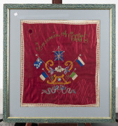 An Australian 1st world war embroidered silk scarf titled 'Souvenir of Egypt. in glassed frame, circa 1917 the scarf 54cm high, 49.5 wide - 2