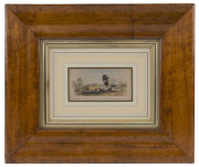 EDWARD GILKS (1822-86), At Kew near Melbourne, watercolours on paper laid down on card, titled in pencil lower right, signed in pencil in margin at lower left and titled in margin "Rambles round Melbourne", in attractive burr walnut veneer frame, circa 18