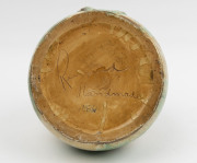 REMUED pottery vase with two applied koalas perched on branches with gumnuts and gum leaves, circa 1933, rare orange and green colourway with blue interior (previously unrecorded, possibly a prototype), incised "Remued, Handmade" with pencil inscription " - 3