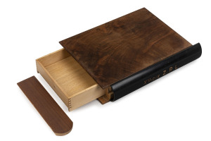 An antique book box, Queensland walnut and black bean, early 20th century, 24.5cm high