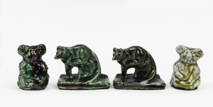 CHARLOTTE BOYD group of four pottery statues of possums and koalas, bearing hand-written labels "Charlotte Boyd, 1983", ​5.5cm high