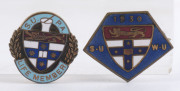 SYDNEY UNIVERSITY: enamel fobs & badges for "Sydney University Union" 1921-22, 1922-23, 1923-24 & 1924-25; "S.U.S.U." 1923-24 and 1930-31; "S.U.W.U." 1930 badge and "S.U.P.A." Life Member badge. A scarce group. (8 items). - 3