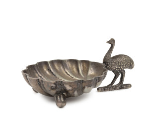 An Australian silver plated emu condiment dish, circa 1900, 9cm wide