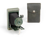 KODAK: Girl Scout Kodak Camera, 1929-34, vest pocket camera for 127 film. Bright green and with matching case.