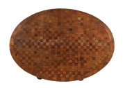 A rare Colonial oval supper table with checkerboard parquetry top, blackwood, cedar and huon pine. Launceston, Tasmanian origin, circa 1860, 73cm high, 118cm wide, 80cm deep - 2