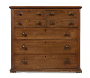 An antique Australian cedar chest with unusual drawer configuration, 19th century, 109cm high, 120cm wide, 51cm deep