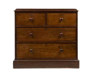 An antique Australian four drawer chest, cedar with pine secondaries, 19th century, 88cm high, 92cm wide, 47cm deep