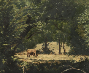 ROSEMARY TODMAN-PARRANT, (Grazing in the sunlight), oil on board, signed "Todman" and dated 1985 lower right,