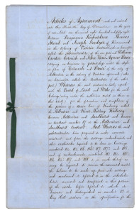 THE MELBOURNE & RIVER MURRAY RAILWAY: The 30th Dec.1858 contract between Cornish & Bruce, the railway construction company, and Benjamin Richardson, Thomas Stroud and Joseph Goodyer of Ravenswood, for the construction of "the portion of a main line of Rai