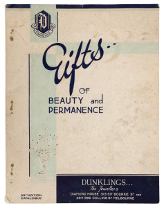 TRADE CATALOGUE: Dunklings The Jewellers, Bourke St & Collins St., Melbourne; 35th edition catalogue; fully illustrated; ​circa 1930s, 98pp + covers.