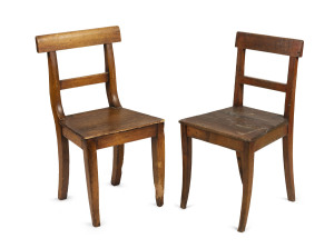 A pair of antique spade back dining chairs with sabre legs, Baltic pine, Barossa Valley, South Australian origin, 19th century,