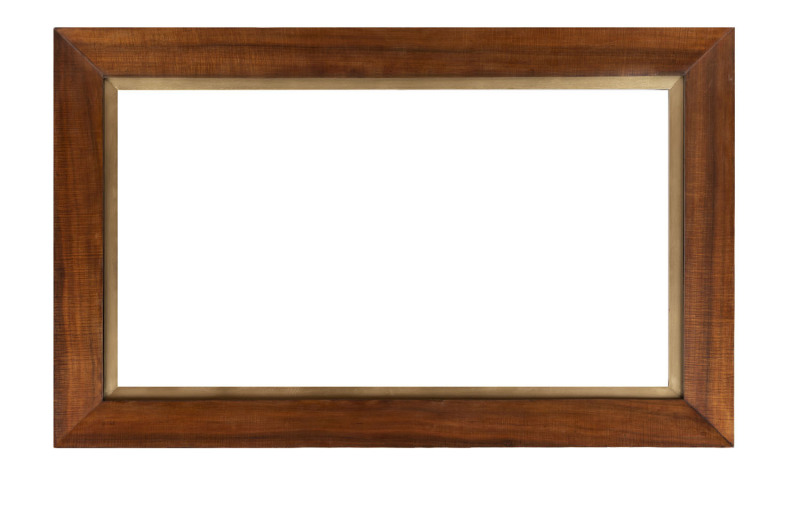 A fiddleback blackwood picture frame with gilt slip, 20th century, 91 x 147cm, internal 65.5 x 121.5cm