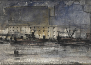ALASTAIR CAMERON GRAY (1898 - 1972), The docks at Night, watercolour, signed lower left,