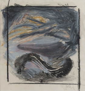 Artist Unknown Abstract, crayon and wash on paper, signed indistinctly at right, ​35 x 33cm.