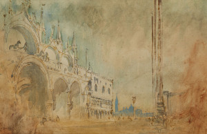 CHARLES WILLIAM BUSH (1919 - 89), Study for a painting of St. Marks Basilica & the Campanile, gouache and pencil, signed lower left, 31 x 48cm.