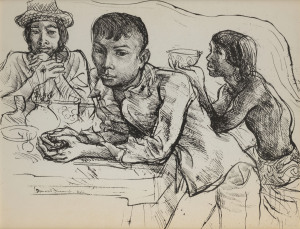 DONALD STUART LESLIE FRIEND (1915 - 89) Bali Boys Lithograph, signed 'Donald Friend' and numbered10/200 in ink lower right, 50 x 63cm.