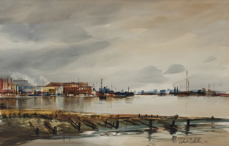 ROBERT THOMAS MILLER (b.1916), Dockside, watercolour, signed and dated '72 lower right,