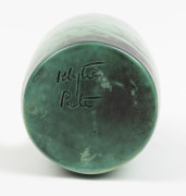 KLYTIE PATE pottery vase with green glaze waxed decoration, incised "Klytie Pate", 22cm high - 2