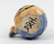 DEBORAH HALPERN hand-thrown pottery mug with painted cat decoration, signed "D.D.H", 10cm high, 13cm wide - 2