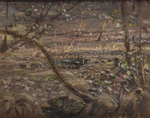 NEIL DOUGLAS (1911 - 2003) The Ground Bird, oil on canvas, signed lower right; titled & signed verso, 30 x 38cm.