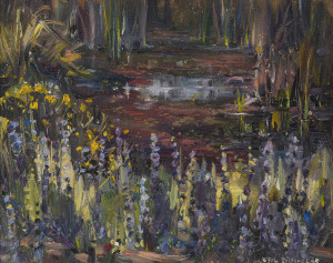 NEIL DOUGLAS (1911 - 2003) Bush Creek, oil on canvas, signed lower right, 20 x 25cm.