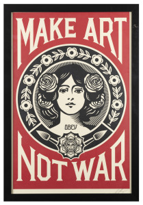 FRANK SHEPARD FAIREY (1970 -.), Make Art Not War - Obey, offset lithograph, signed and numbered "12" in lower margin, 91 x 60cm.