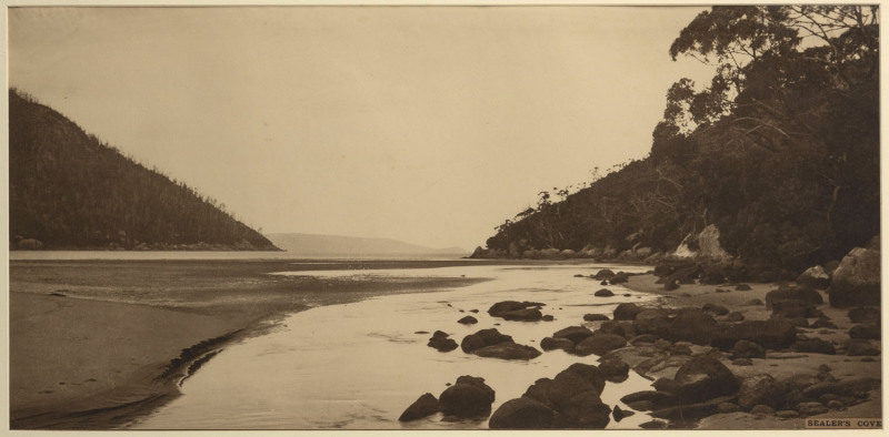 VICTORIAN RAILWAYS: Sealer's Cove, Wilson's Promontory, sepia print, circa 1910, 29 x 59cm from a series of photographs displayed