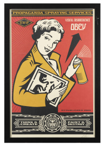 FRANK SHEPARD FAIREY (1970 -.), OBEY - Propaganda Spraying Services offset lithograph, signed and numbered "20" in lower margin, 91 x 60cm.