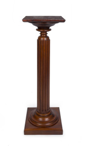 An antique Australian blackwood pedestal with reeded column, 19th century, 116cm high, 35.5cm wide, 35.5cm deep