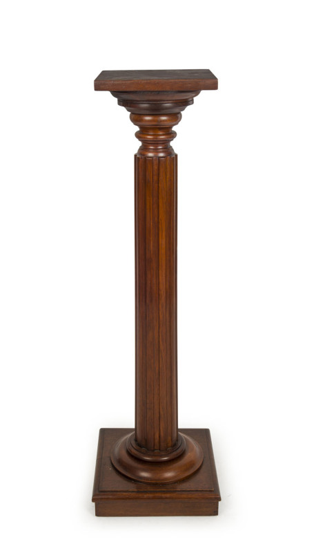 An antique Australian blackwood pedestal with fluted column, late 19th early 20th century, ​111cm high, 26cm wide, 26cm deep