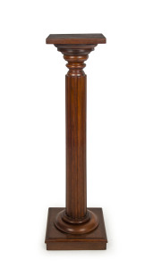 An antique Australian blackwood pedestal with fluted column, late 19th early 20th century, 111cm high, 26cm wide, 26cm deep
