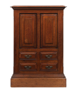 An antique Australian apprentice miniature cabinet, lift top with four drawers, cedar and red pine, 19th century, 64cm high, 44cm wide, 27cm deep