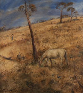 ARTHUR MERRIC BLOOMFIELD BOYD (1920 - 1999) Landscape with Poddy Oil and tempera on composition board, bears artist's name and alternate title Hunter on gallery label on reverse; bears artist's name, title and date on gallery label on reverse, 100 x 90cm,