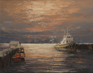 CHARLES BOCK (b.1934) Stony Point Pier, oil on board,