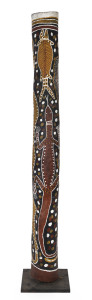 PADDY FORDHAM WAINBURRANGA (circa 1941 - 2006), hollow Log Coffin/Burial Pole (dupan), synthetic polymer paint and earth pigments on wood, 137cm high (on a metal stand). Provenance: Deutscher-Menzies, Fine Aboriginal Art, Melbourne 29 June 1999, Lot 191.